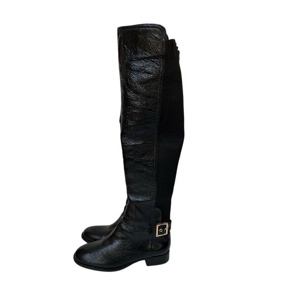 Tory Burch Patent Leather Above the Knee Pull On Riding Boots - Picture 7 of 8